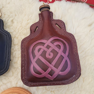 Custom Order Medium Leather Bottle, Multiple Available Designs