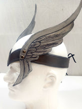Load image into Gallery viewer, Leather Valkyrie Crown - Tooled Leather Winged Headdress
