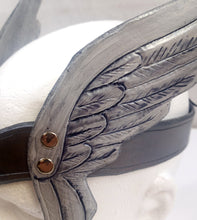 Load image into Gallery viewer, Leather Valkyrie Crown - Tooled Leather Winged Headdress
