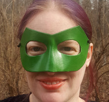 Load image into Gallery viewer, Green Long Nose Superhero Mask - Molded Leather Mask
