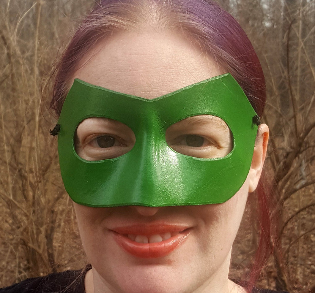 Green Long Nose Superhero Mask - Molded Leather Mask