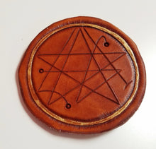Load image into Gallery viewer, Elder Sign Necronomicon Seal Leather Clip or Pin
